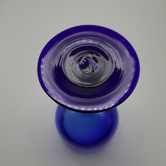 Mexican Hand Blown Blue Wine Glass Vintage Glassware Collectible Home Decor - Picture 8 of 8